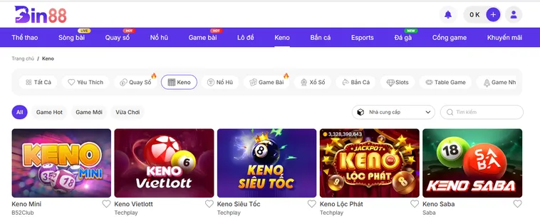Trải Nghiệm Bùng Nổ Cùng Table Game Max Keno Tại Bin88 Siêu Hấp Dẫn